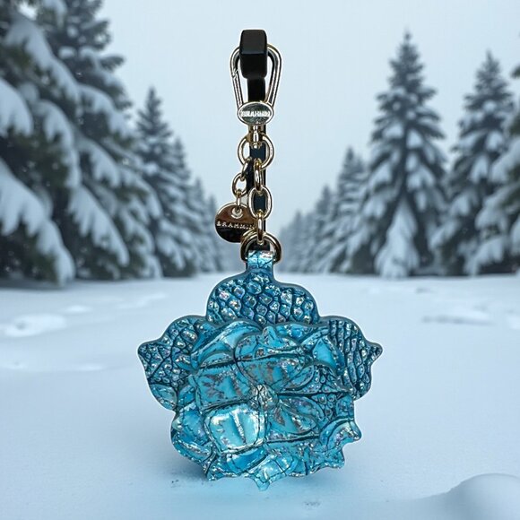 Brahmin Magnolia flower charm or key fob in Arctic Blue Melbourne (NWT) - Picture 1 of 3